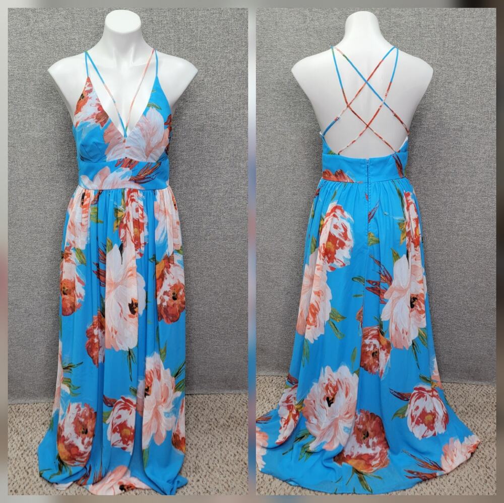 BISOU BISOU FLORAL MAXI DRESS, SIZE 8-10